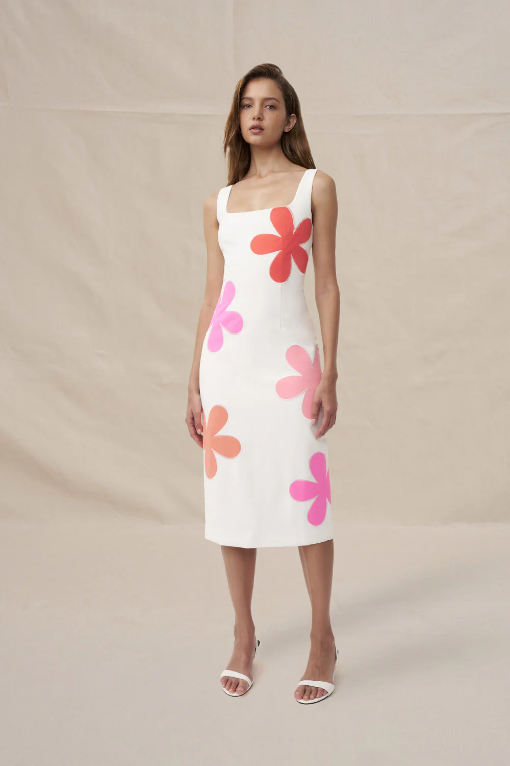 Luella Flower Midi Dress - Ivory Multi