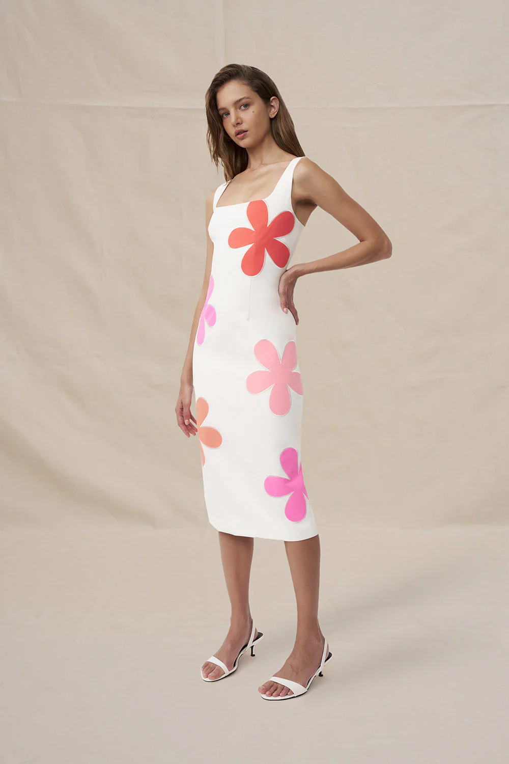 Luella Flower Midi Dress - Ivory Multi - Image 2