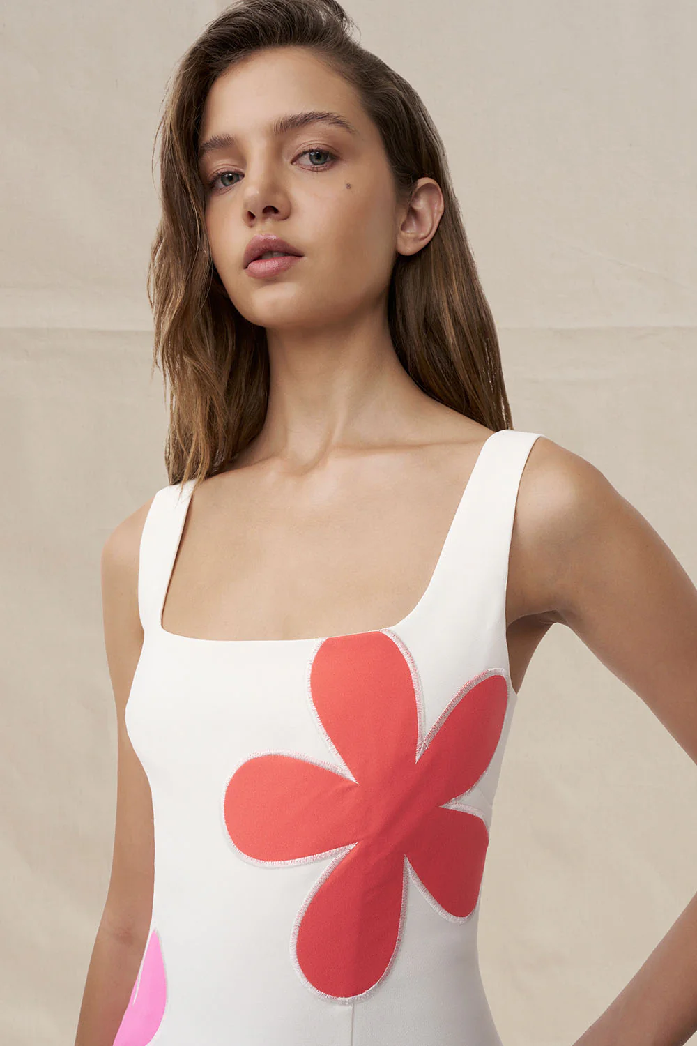 Luella Flower Midi Dress - Ivory Multi - Image 3