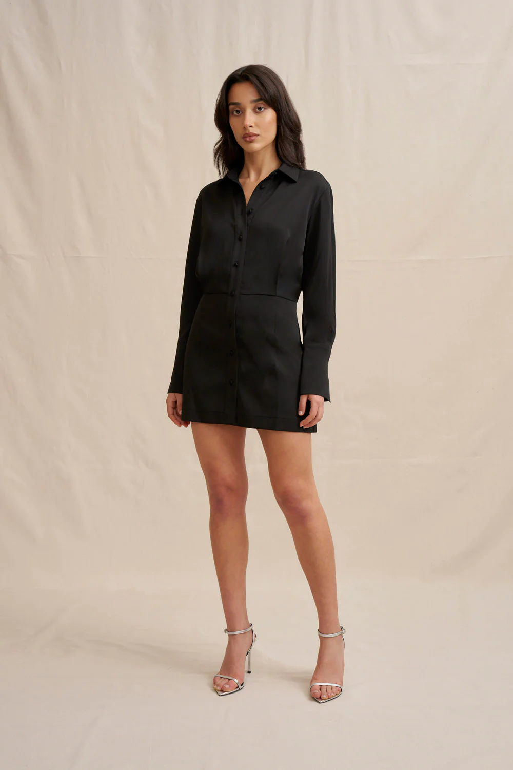 Margot Mini Shirt Dress - Black