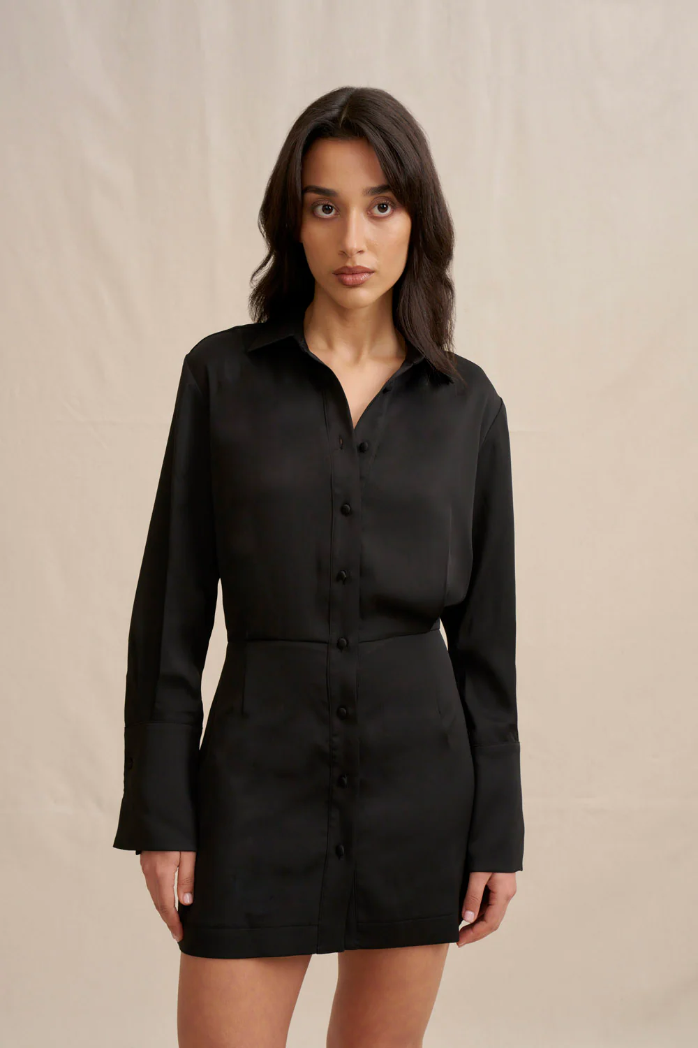 Margot Mini Shirt Dress - Black - Image 2