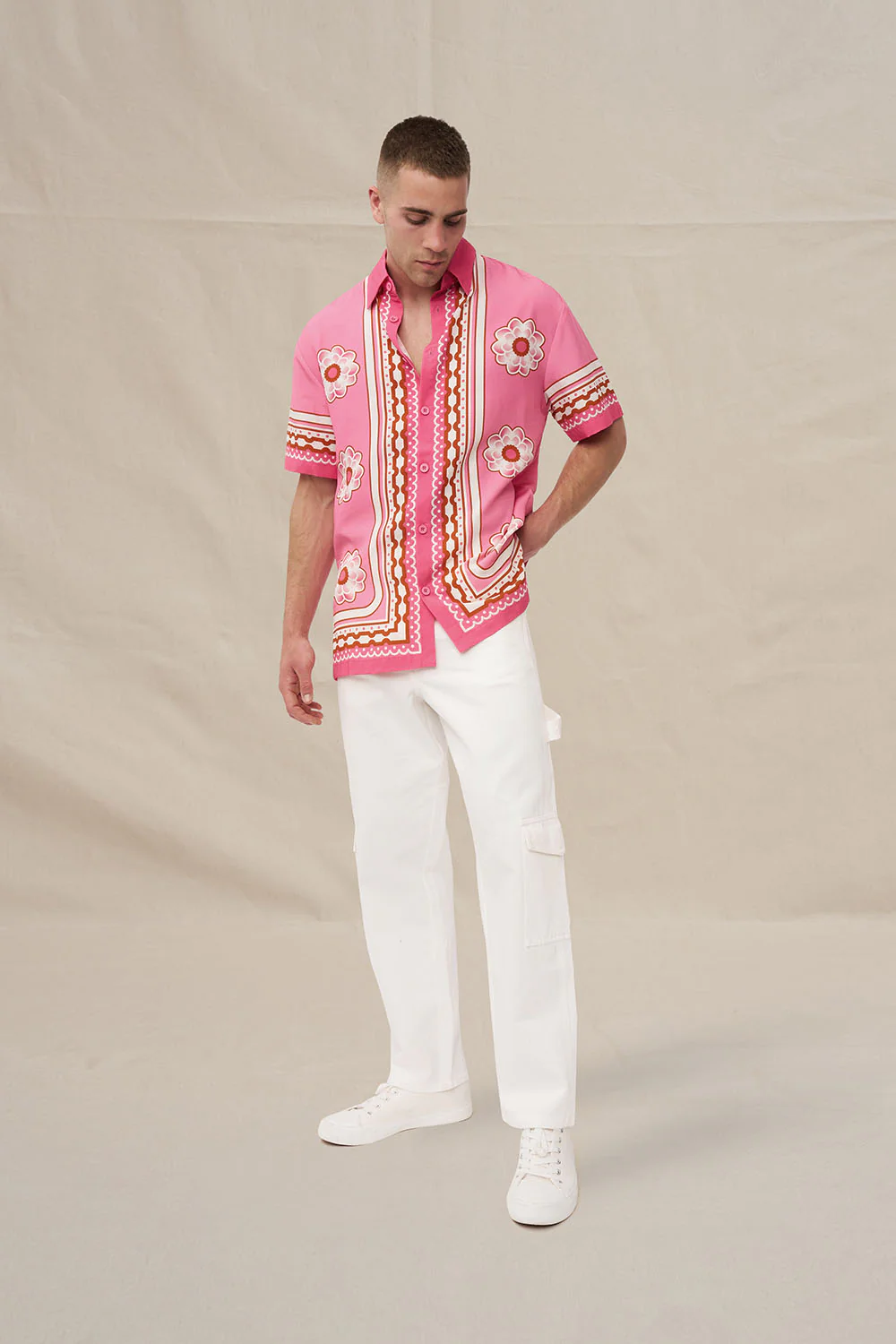 Mosaic Floral Shirt - Pink - Image 3