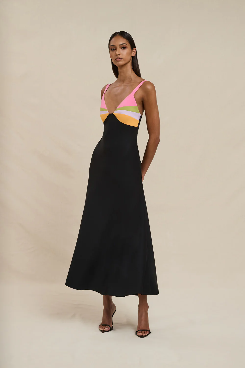 Naomi Bias Midi Dress - Black - Image 3