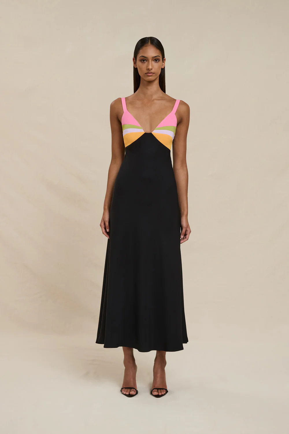 Naomi Bias Midi Dress - Black - Image 5