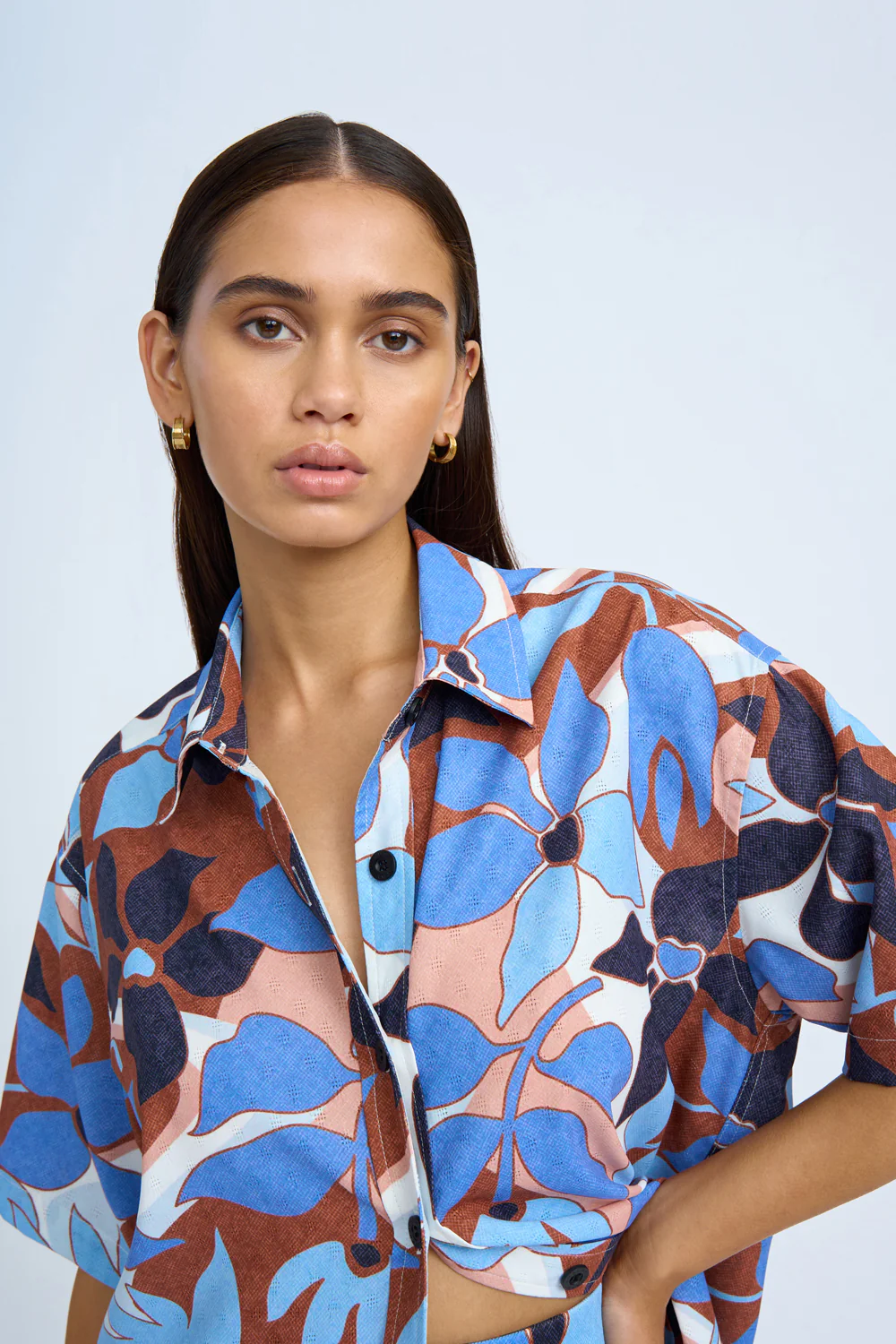 New Romantics Shirt | Final Sale - Navy Tan Brown Ivory - Image 2