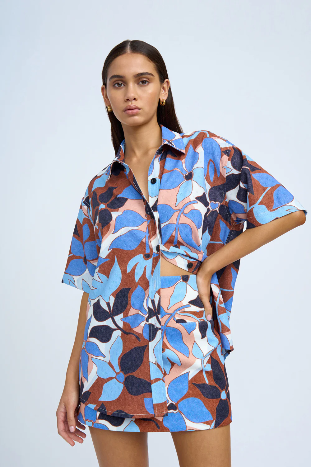 New Romantics Shirt | Final Sale - Navy Tan Brown Ivory - Image 6