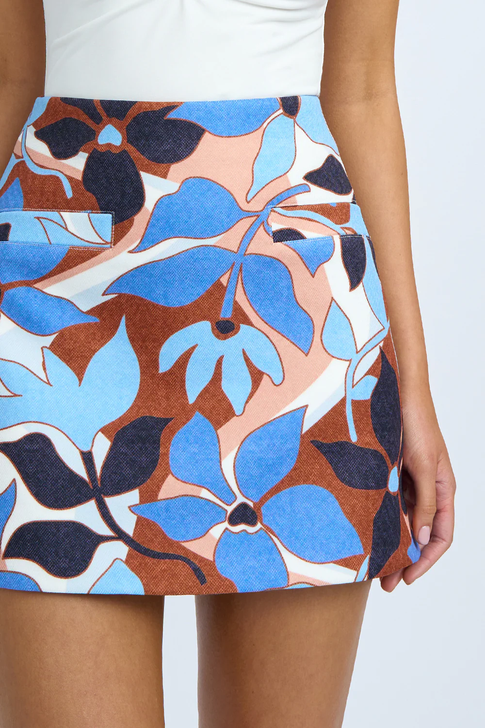 Ophelia Floral Mini Skirt | Final Sale - Navy Tan Brown Ivory - Image 2