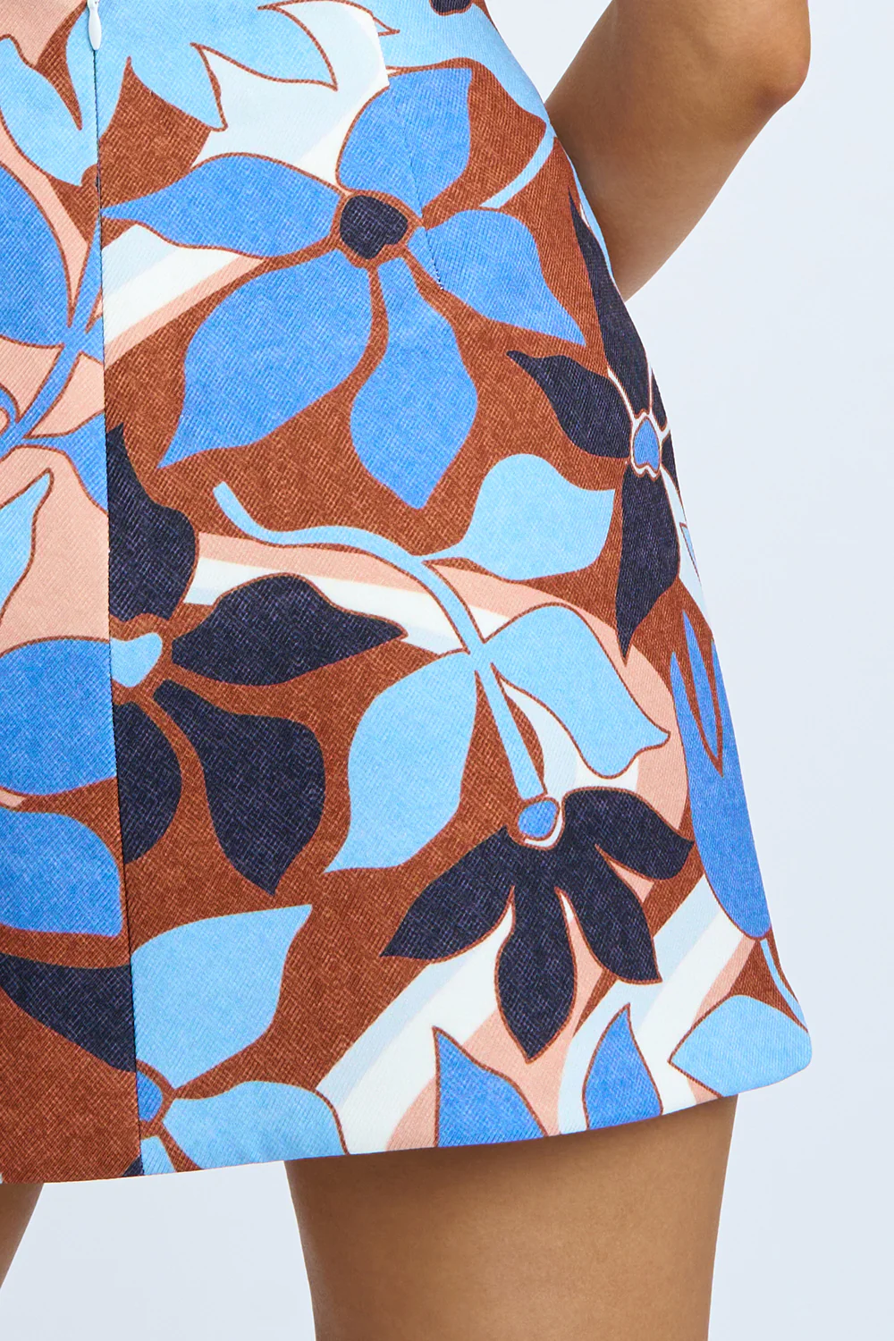 Ophelia Floral Mini Skirt | Final Sale - Navy Tan Brown Ivory - Image 4