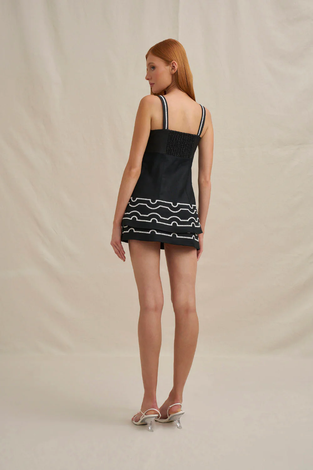 Paradise Contrast Mini Skirt - Ivory Black - Image 5