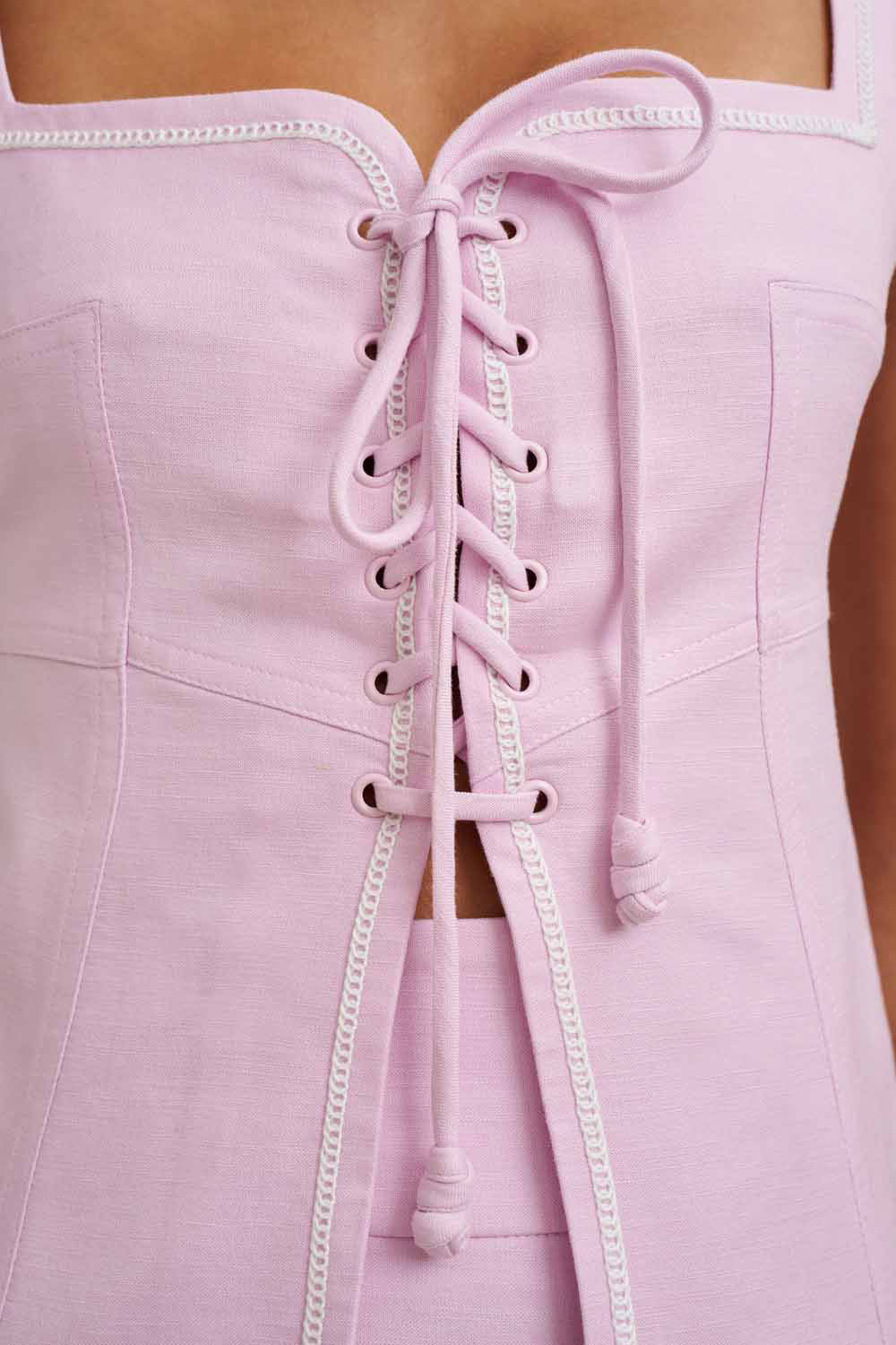 Paradise Lace Up Camisole - Ivory Lilac - Image 4