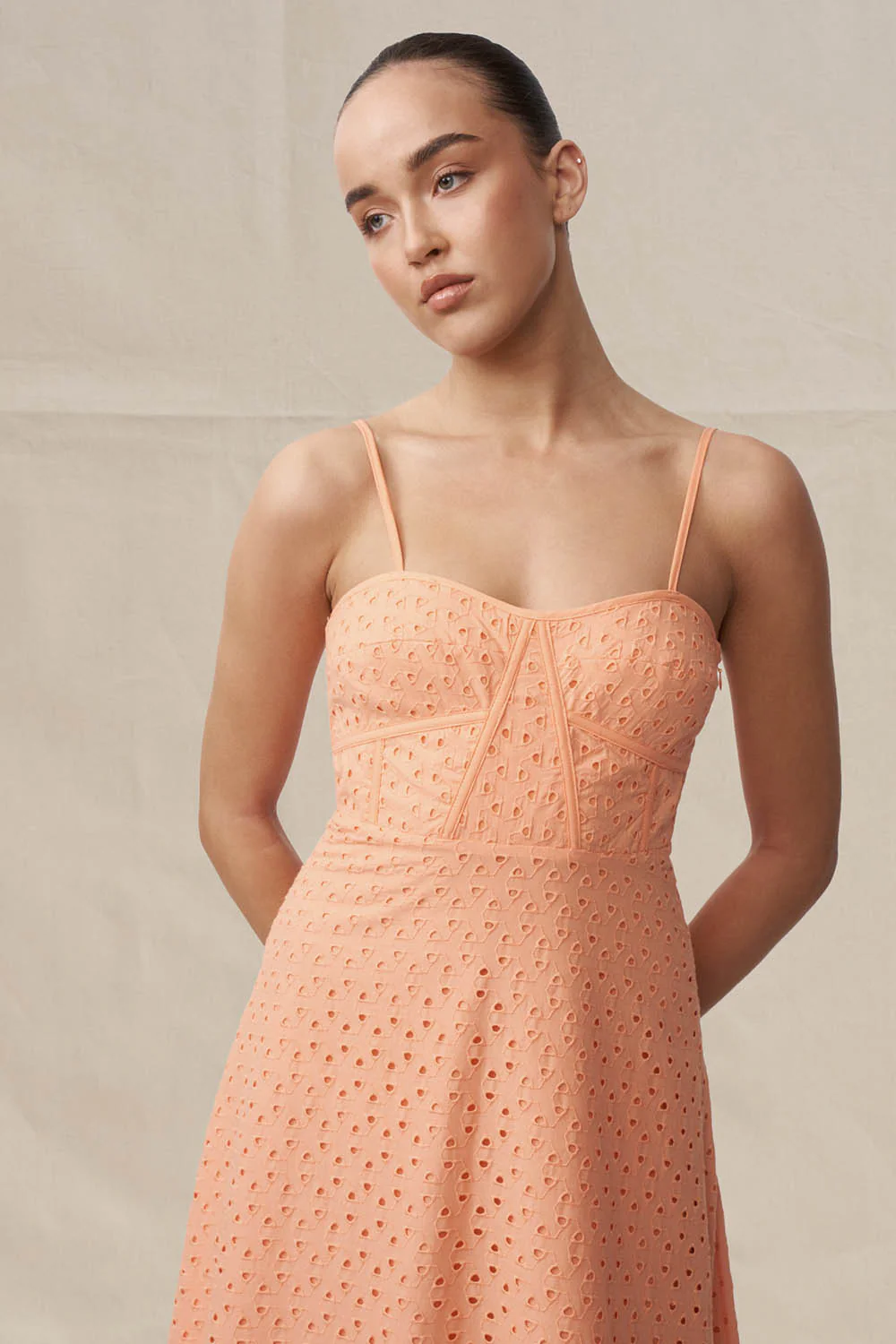 Penelope Peach Anglaise Dress - Peach - Image 4