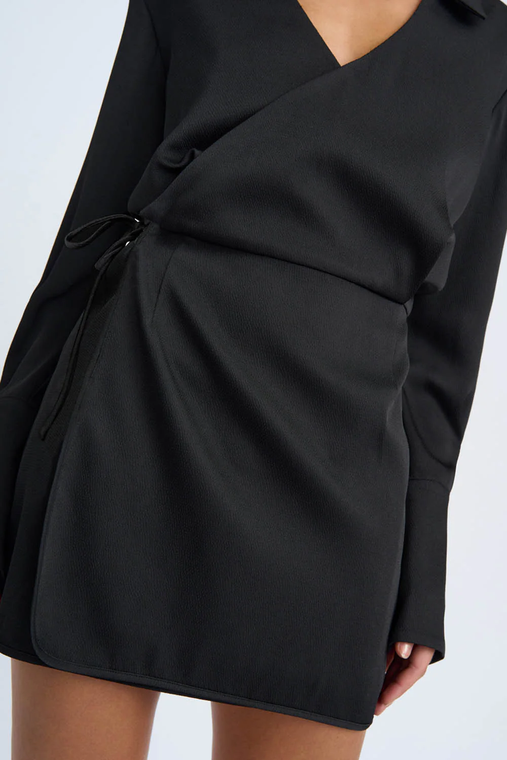 Portia Wrap Mini Dress | Final Sale - Black - Image 3