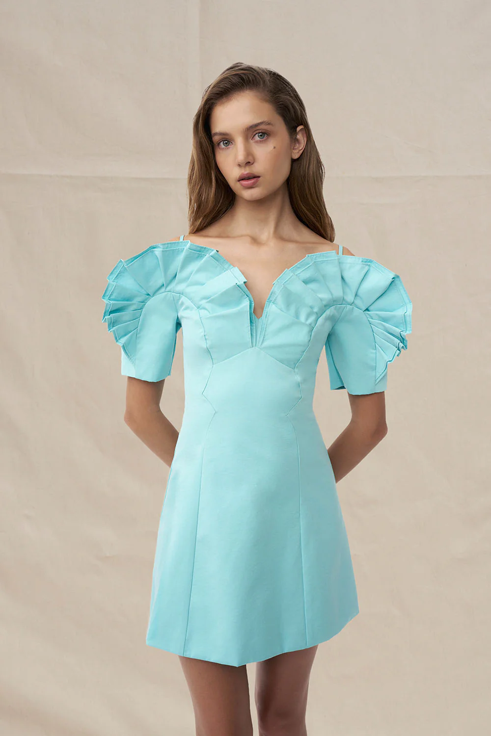 Ramira Off Shoulder Mini Dress - Blue - Image 2