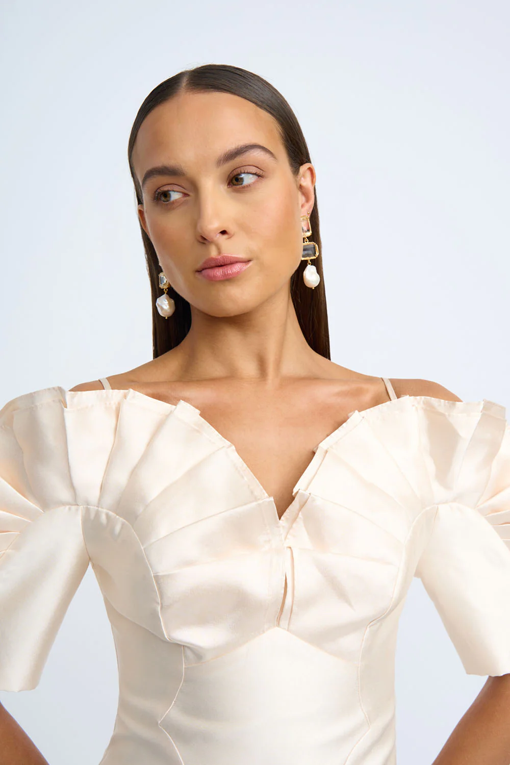 Ramira Off Shoulder Mini Dress | Final Sale - Champagne - Image 6