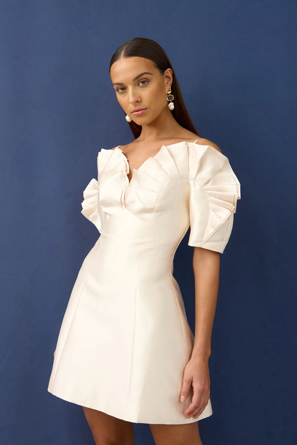 Ramira Off Shoulder Mini Dress | Final Sale - Champagne - Image 7