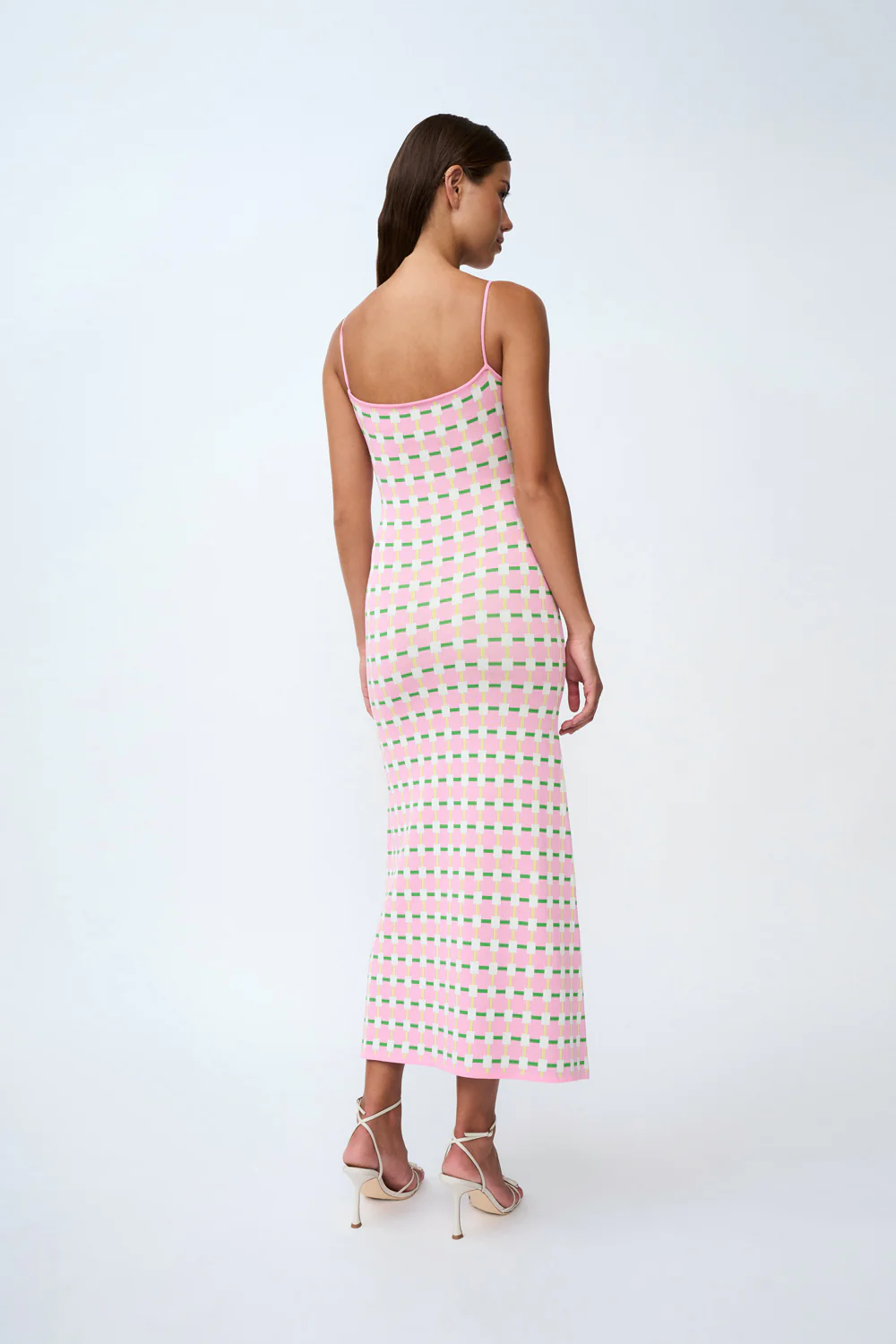 Remy Checker Knit Midi Dress | Final Sale - Pink Green Yellow - Image 3