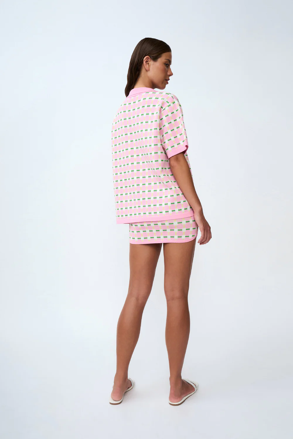 Remy Checker Knit Mini Skirt | Final Sale - Pink Green Yellow - Image 4