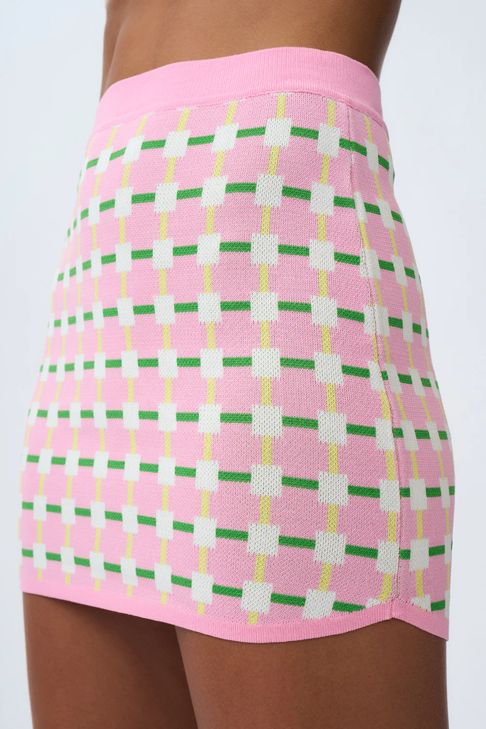 Remy Checker Knit Mini Skirt | Final Sale - Pink Green Yellow - Image 5
