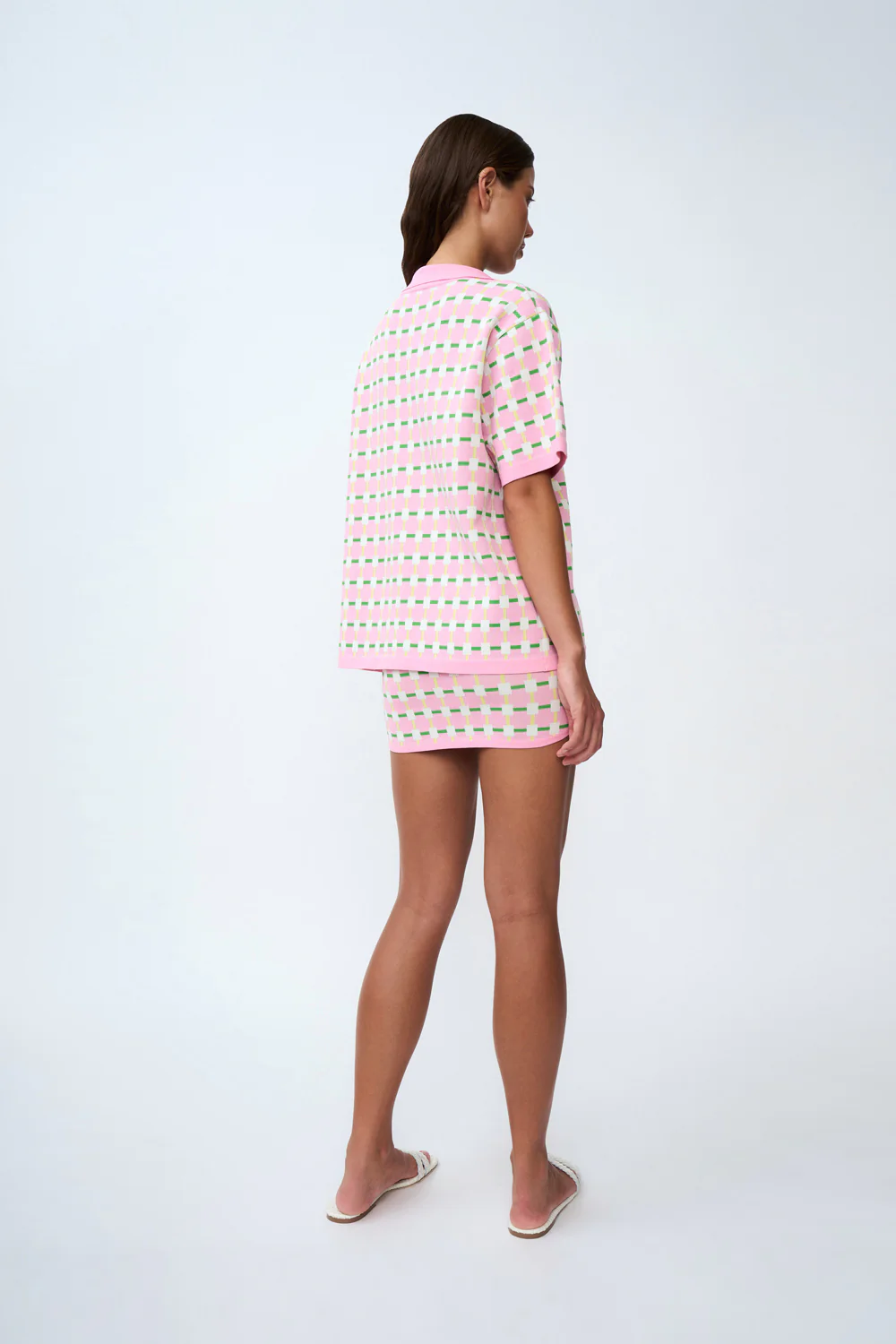 Checker Knit Shirt | Final Sale - Pink Green Yellow - Image 3
