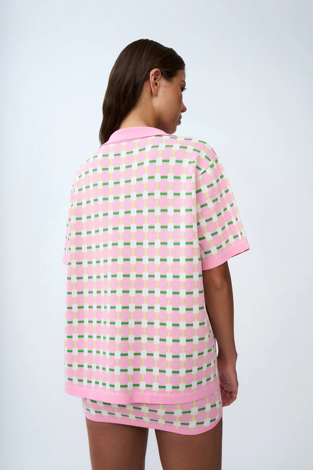 Checker Knit Shirt | Final Sale - Pink Green Yellow - Image 4