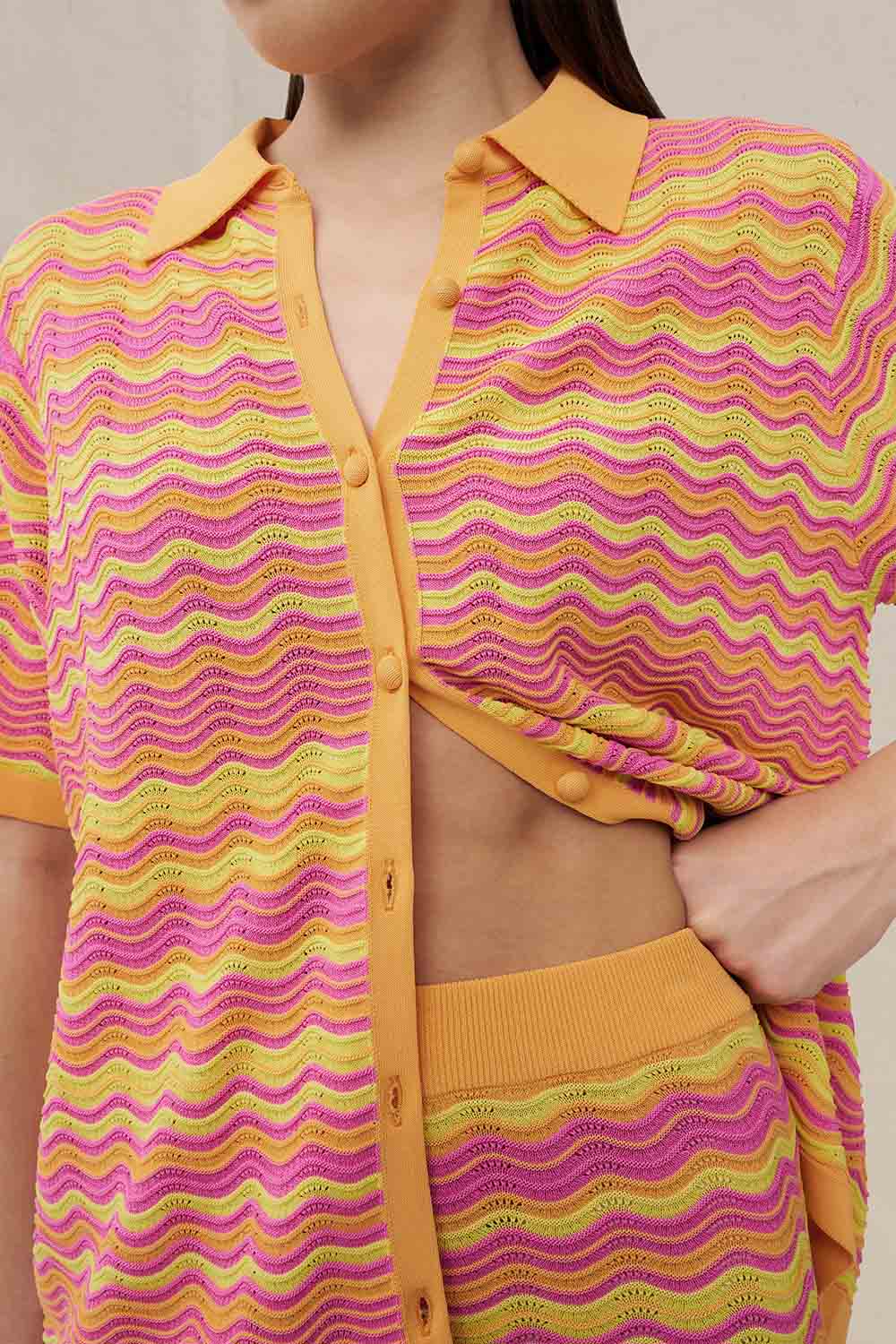 Ripple Stripe Knit Short - Mango - Image 3