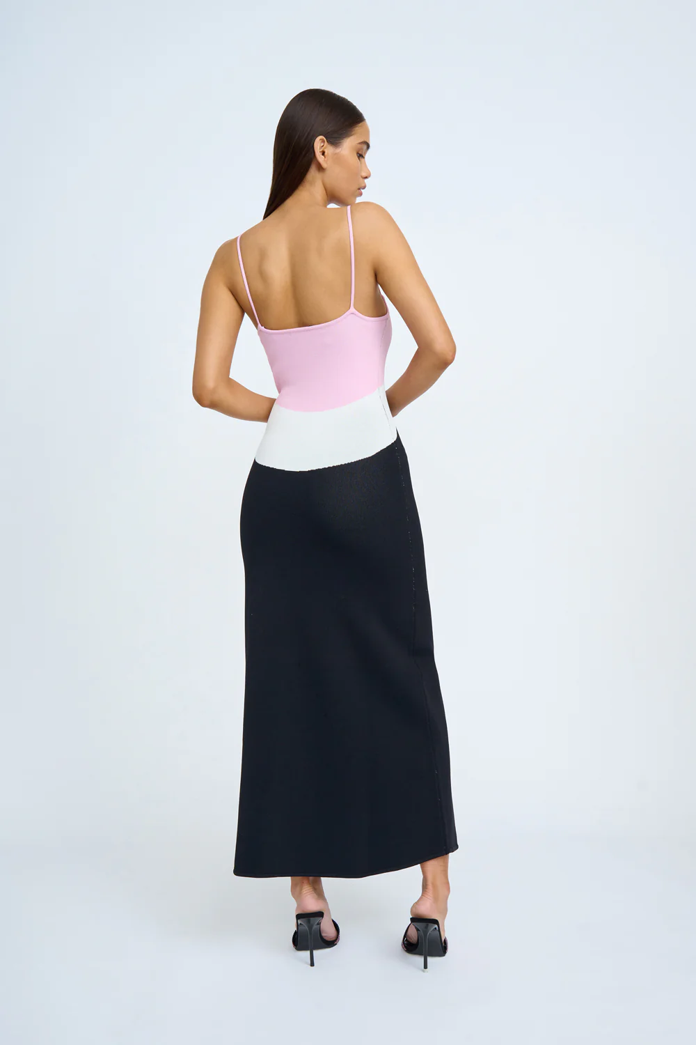 Rosa Curve Knit Dress | Final Sale- Ivory Pink Black - Image 4