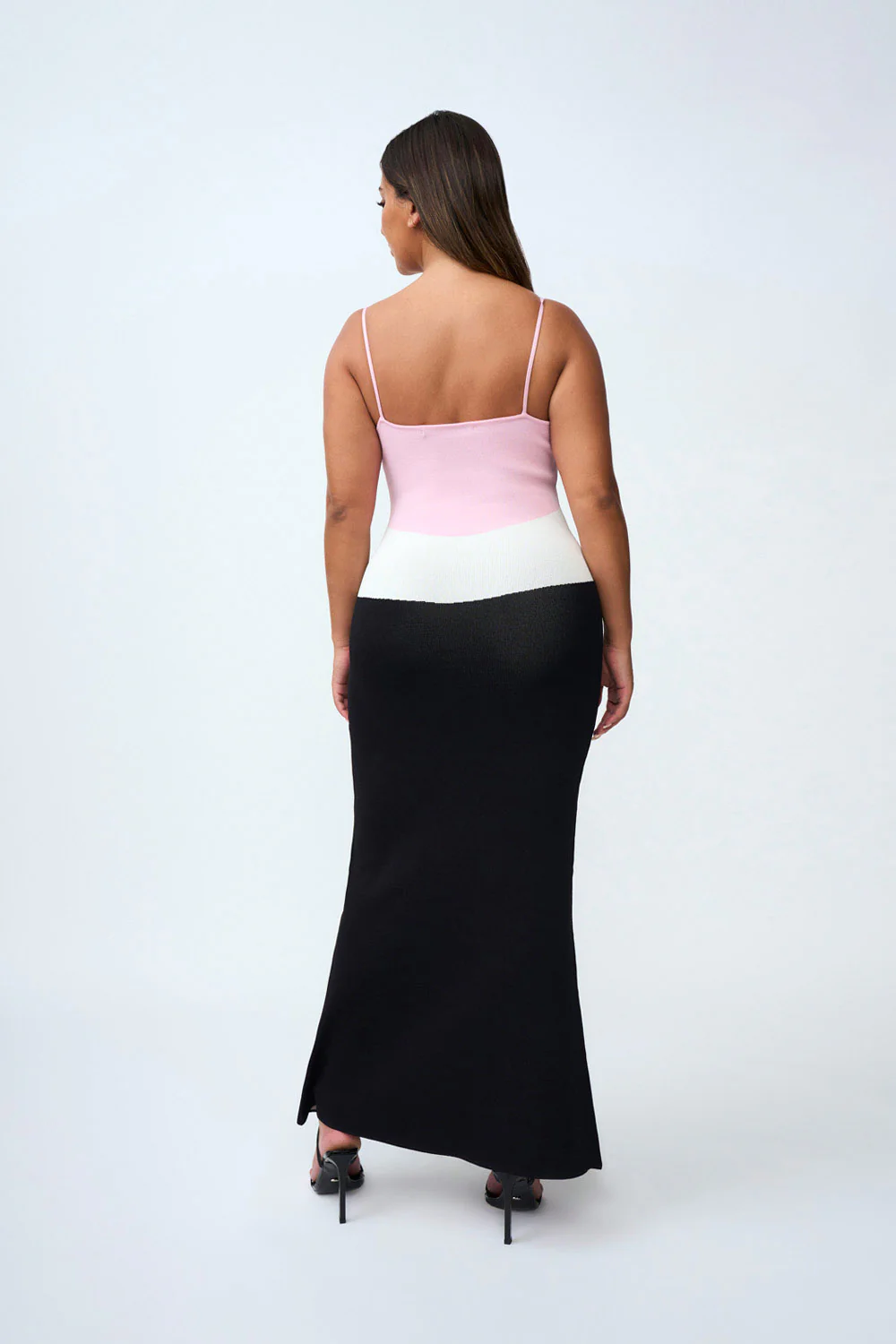 Rosa Curve Knit Dress | Final Sale- Ivory Pink Black - Image 5