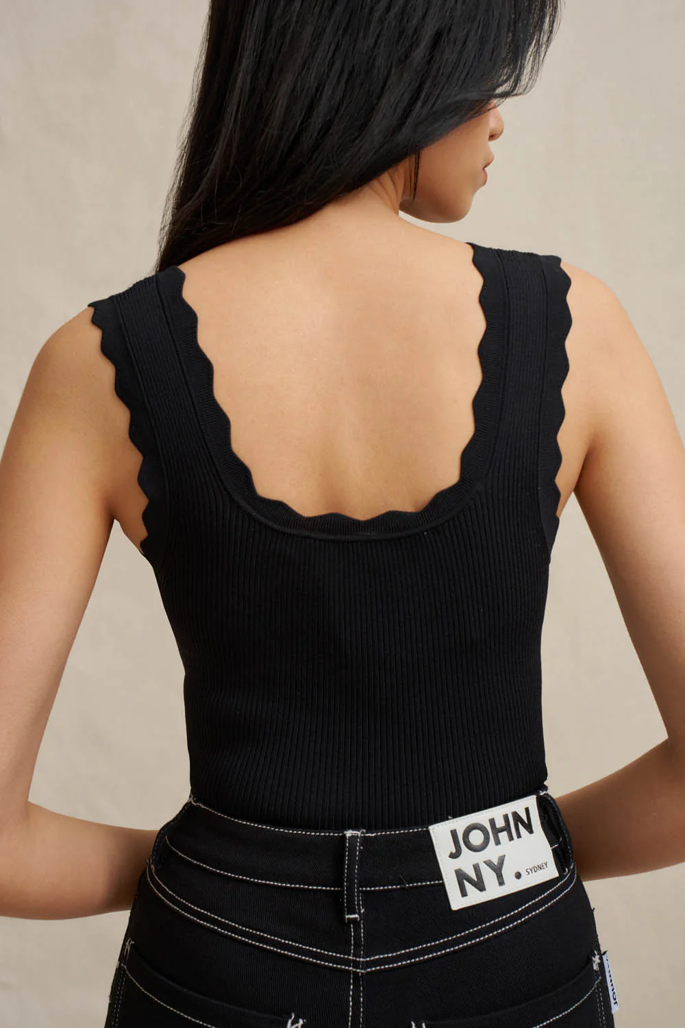 Scallop Knit Top - Black - Image 2