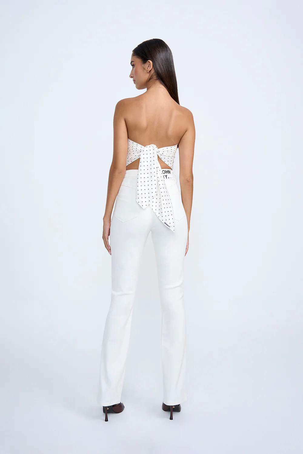 Silk Polka Scarf Set | Final Sale - White Black - Image 4