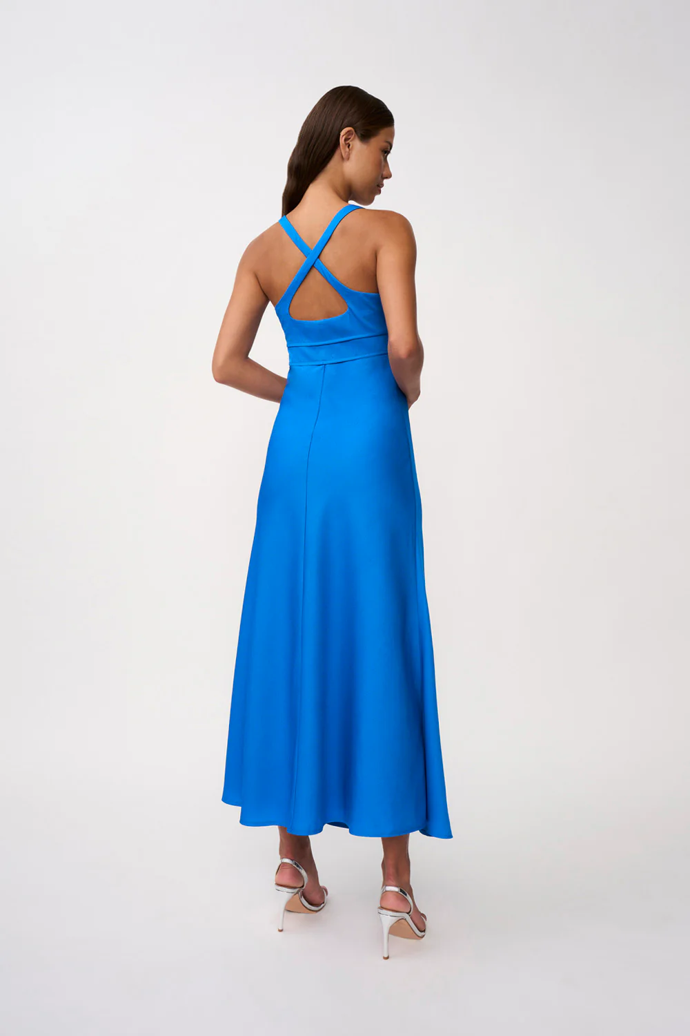 Soleil Pipe Bias Midi Dress | Final Sale - Azure Blue - Image 3