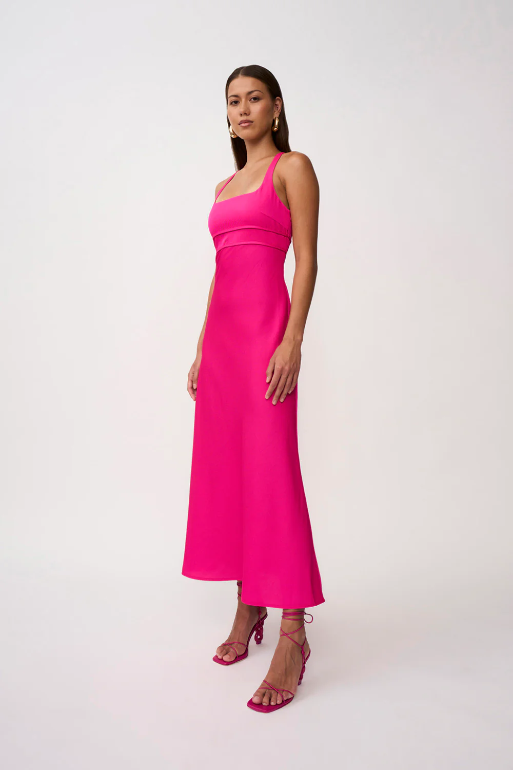Soleil Pipe Bias Midi Dress | Final Sale - Fuchsia Pink - Image 5