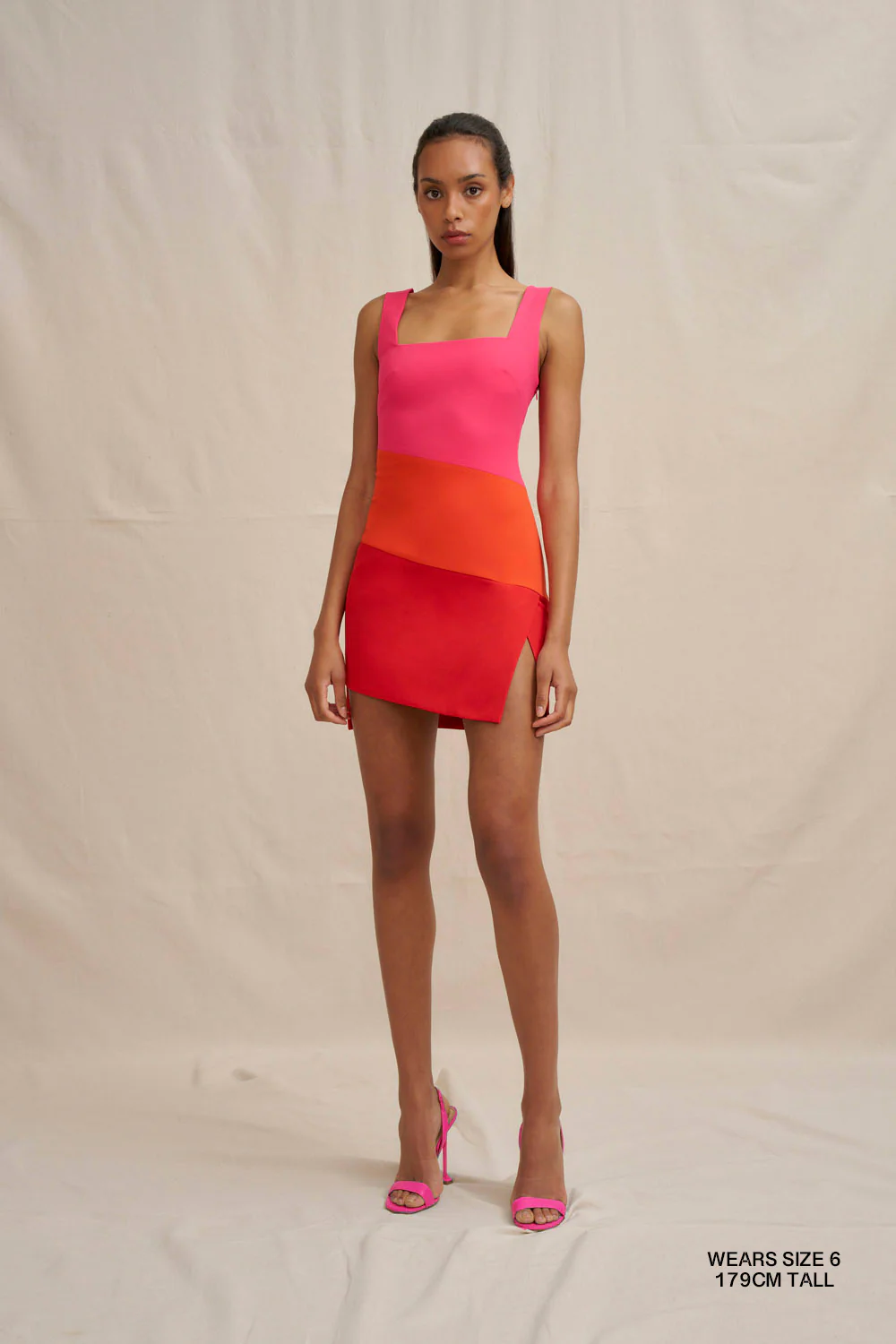 Technicolour Mini Dress - Pink Orange Red - Image 3