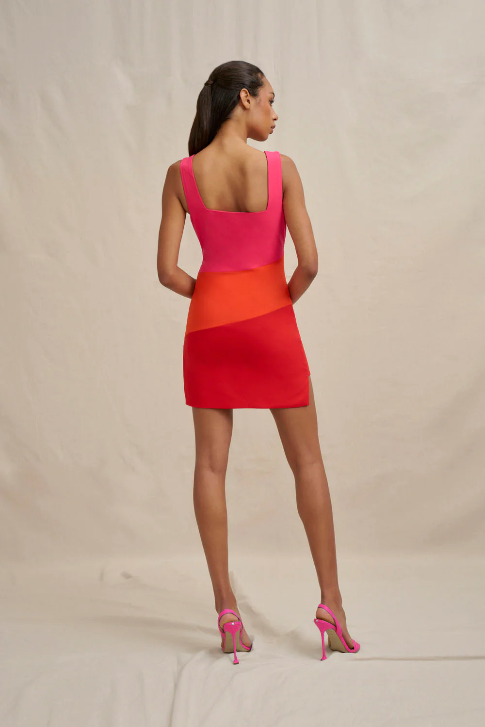 Technicolour Mini Dress - Pink Orange Red - Image 4