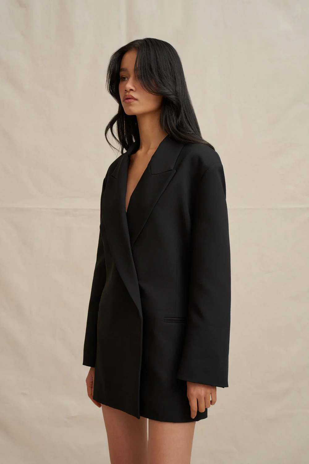 The Adele Oversized Blazer Mini Dress - Black - Image 4