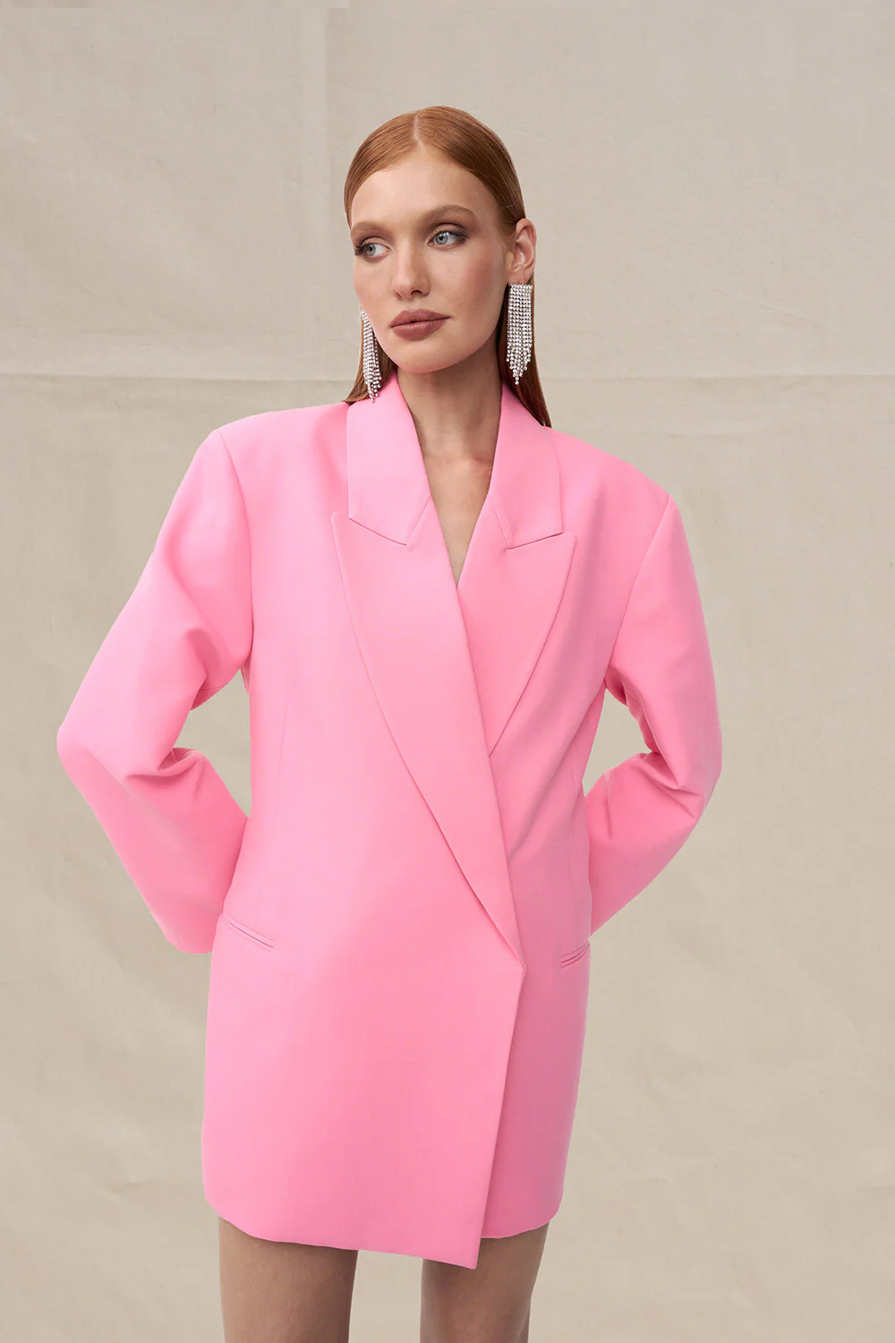The Adele Oversized Blazer Mini Dress - Pink - Image 2