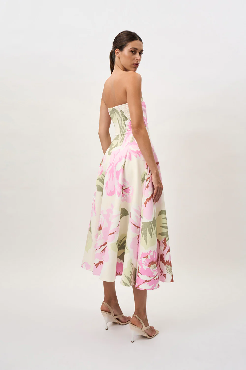 Carrie Strapless Dress | Final Sale - Pink Ivory Green - Image 3
