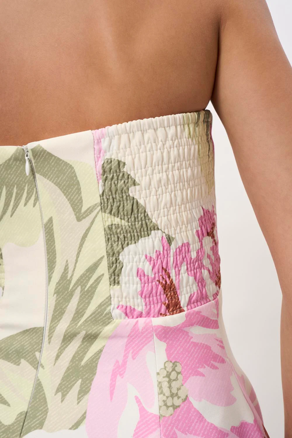 Carrie Strapless Dress | Final Sale - Pink Ivory Green - Image 4