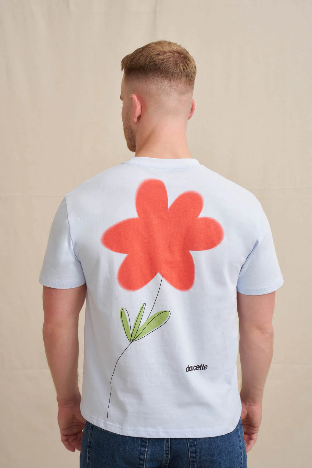 Unisex Red Flower Trim Tee - Image 5