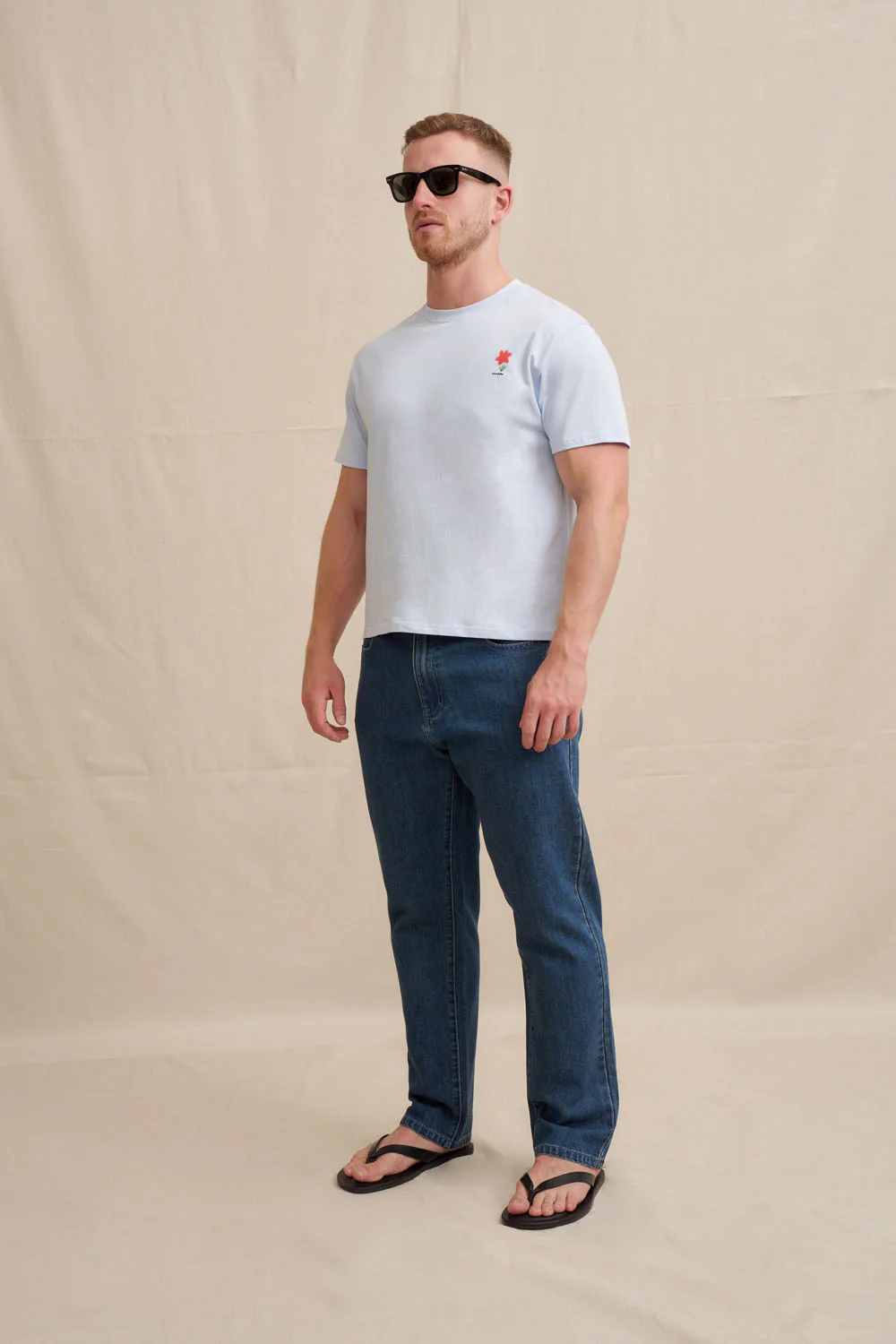 Unisex Red Flower Trim Tee - Image 9