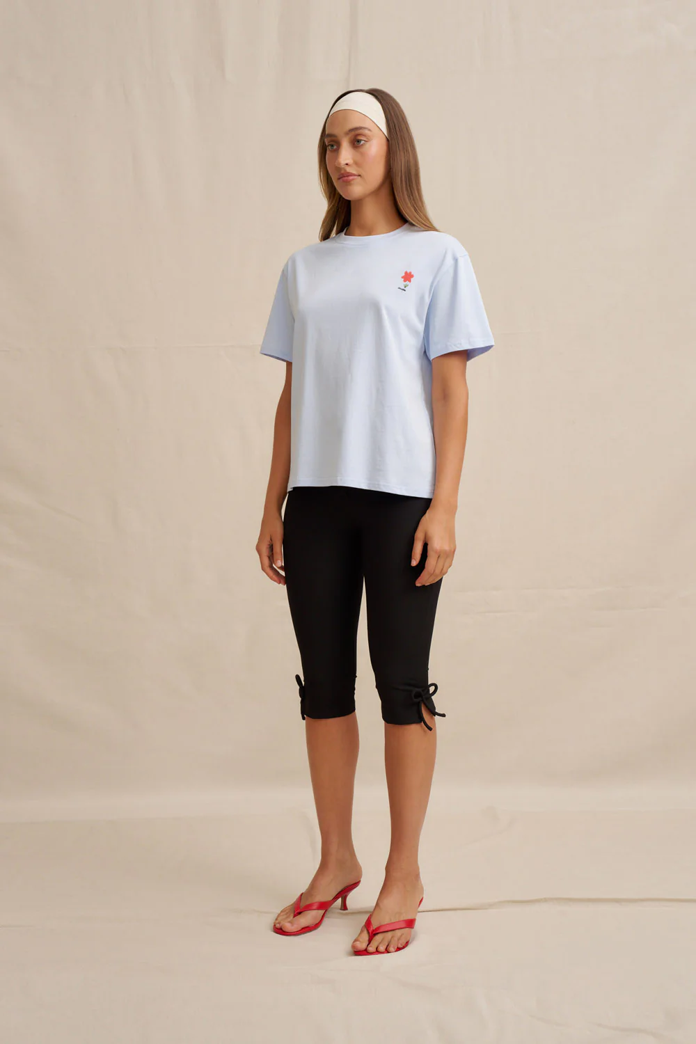 Unisex Red Flower Trim Tee - Image 10