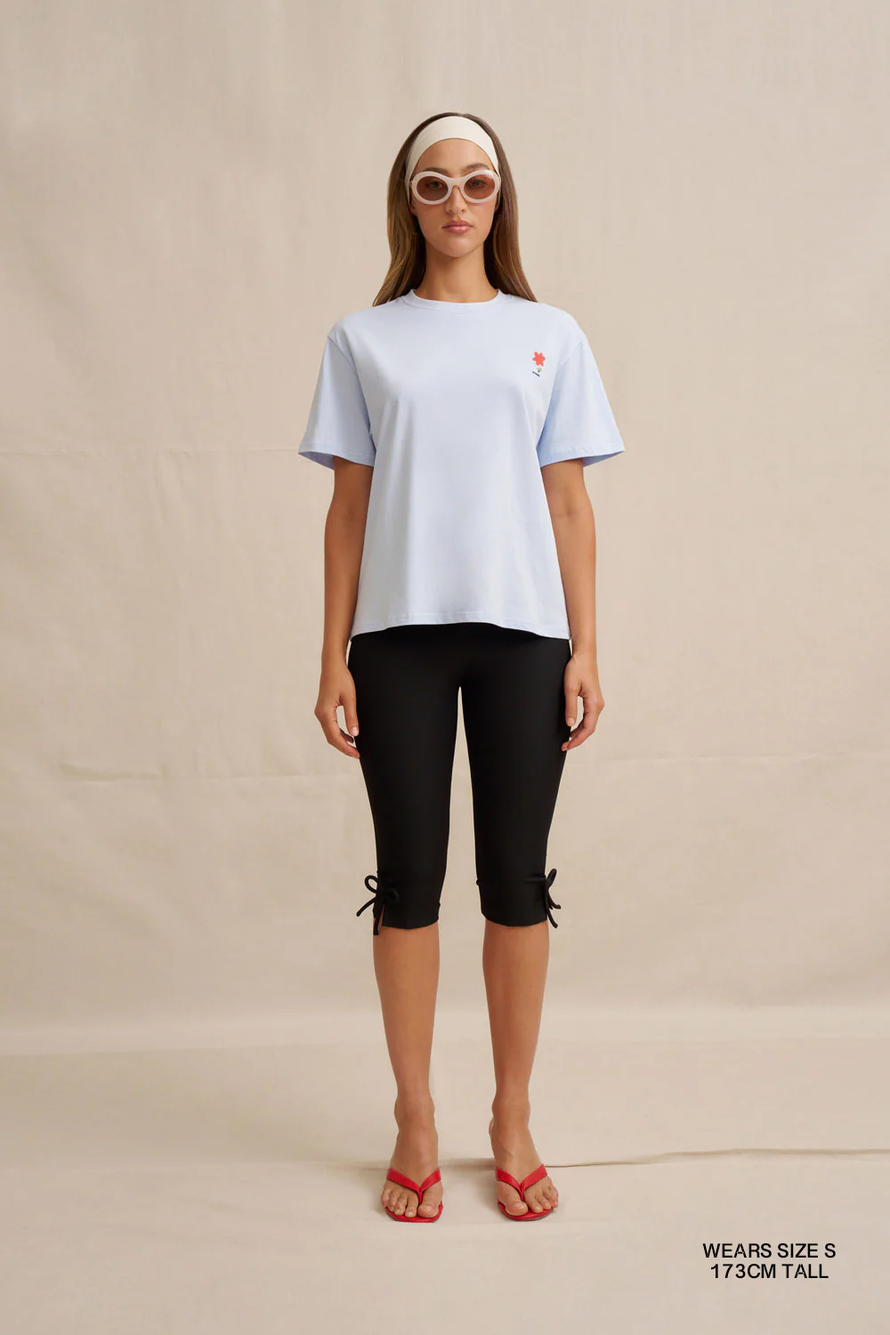 Unisex Red Flower Trim Tee - Image 4
