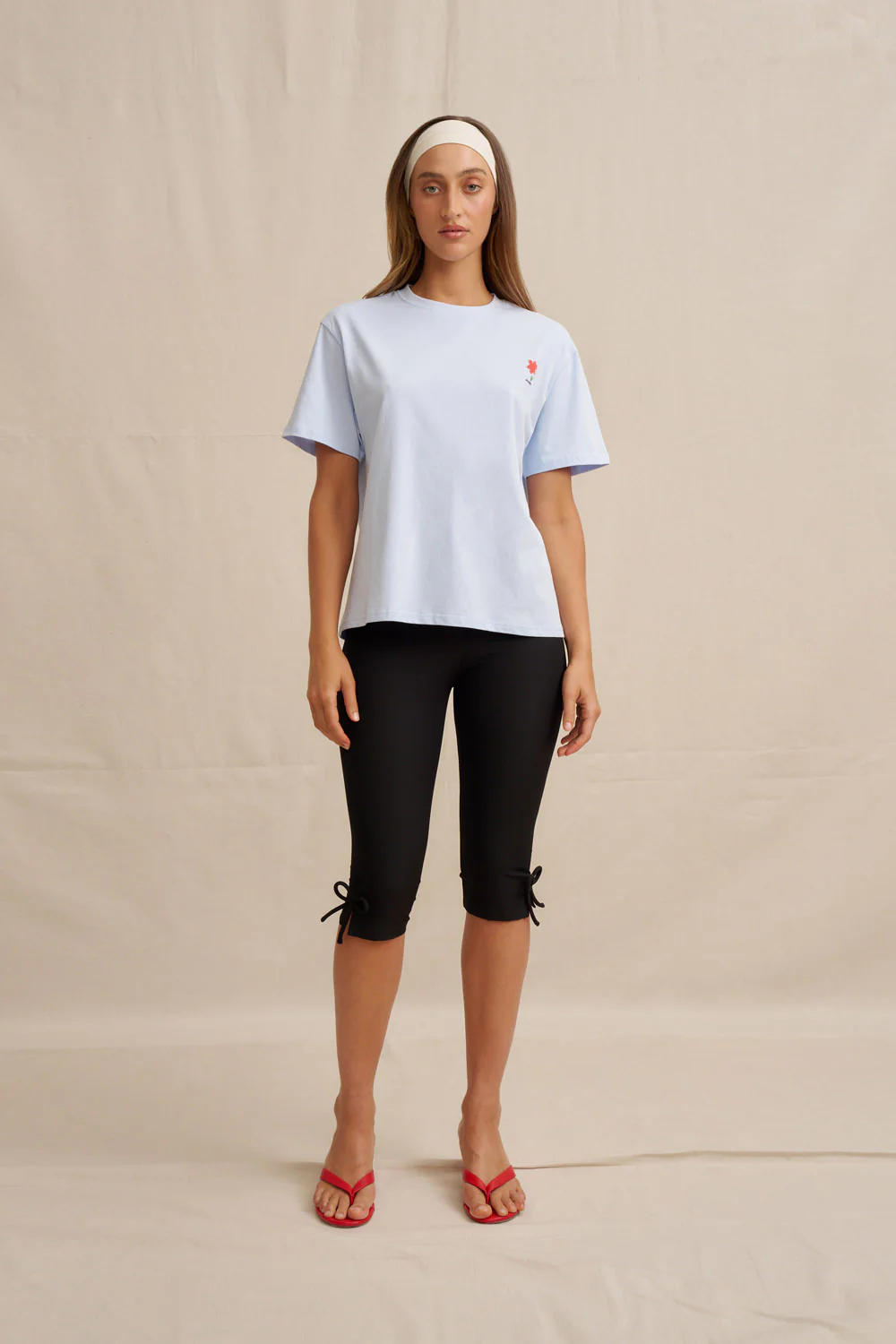 Unisex Red Flower Trim Tee - Image 6