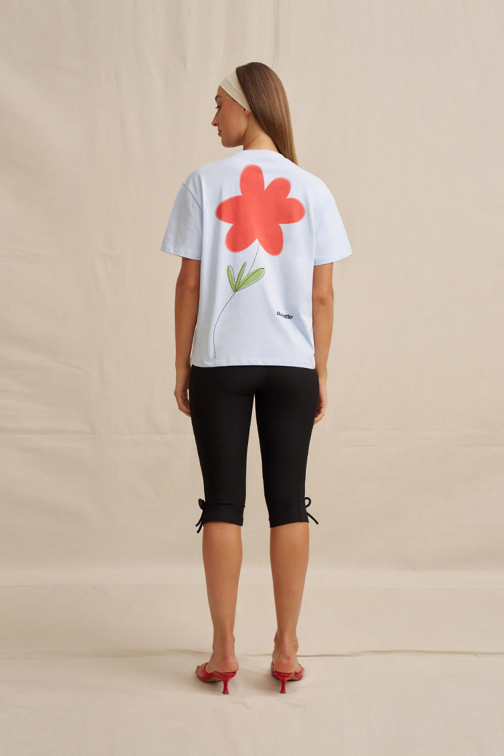 Unisex Red Flower Trim Tee - Image 7