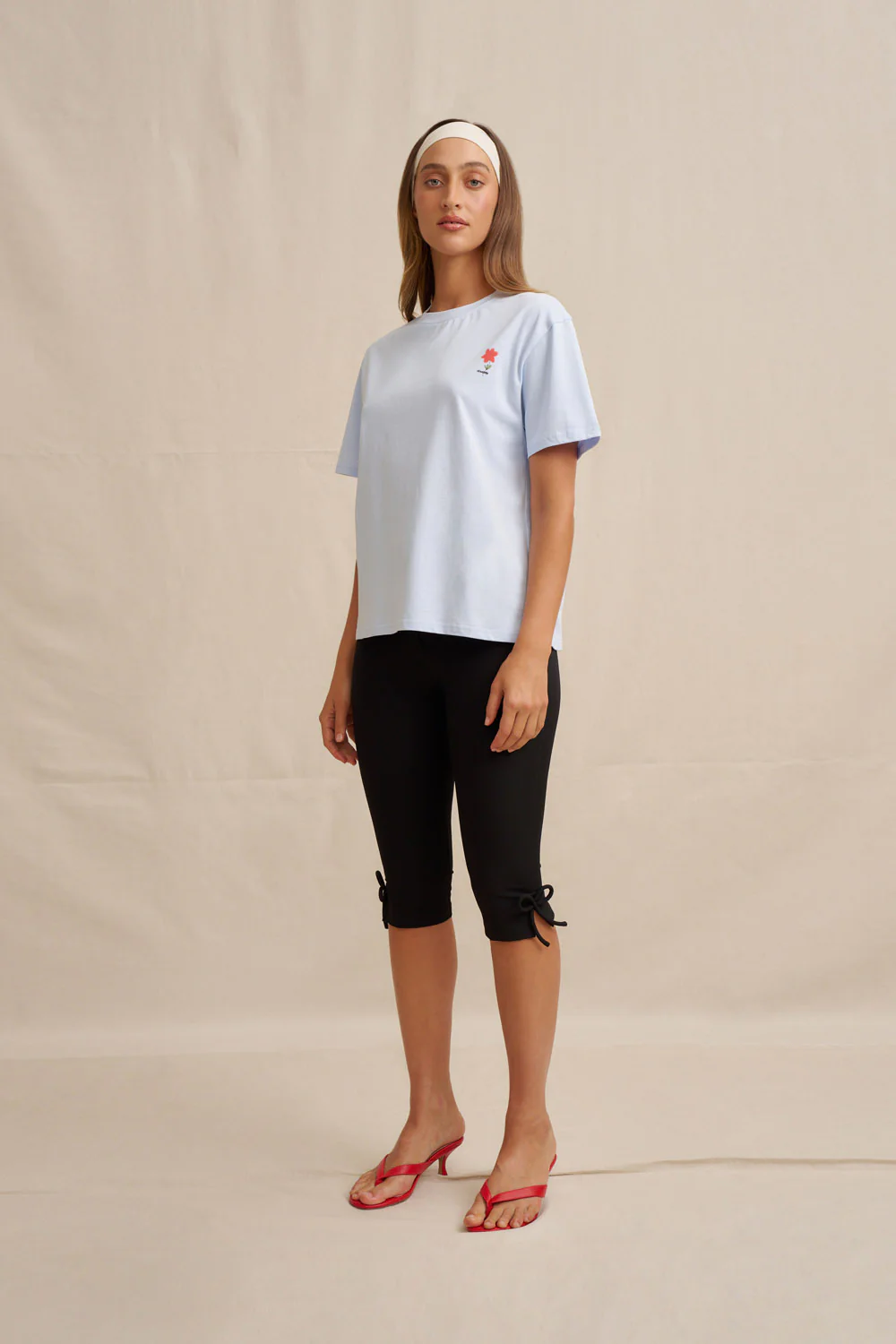 Unisex Red Flower Trim Tee - Image 8