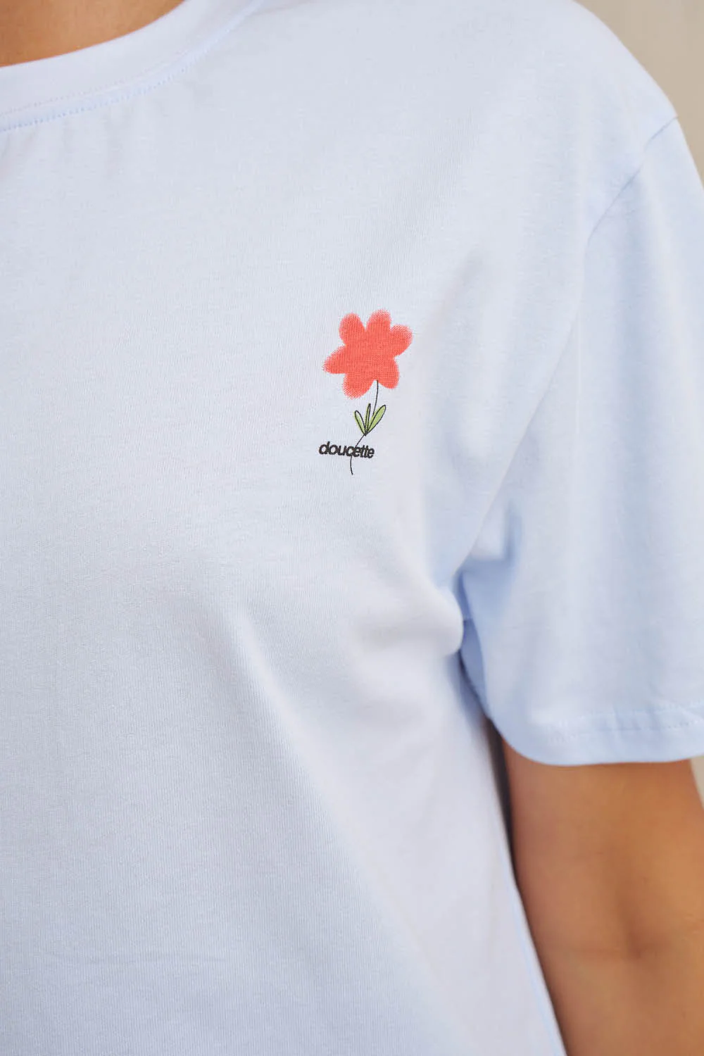 Unisex Red Flower Trim Tee - Image 9