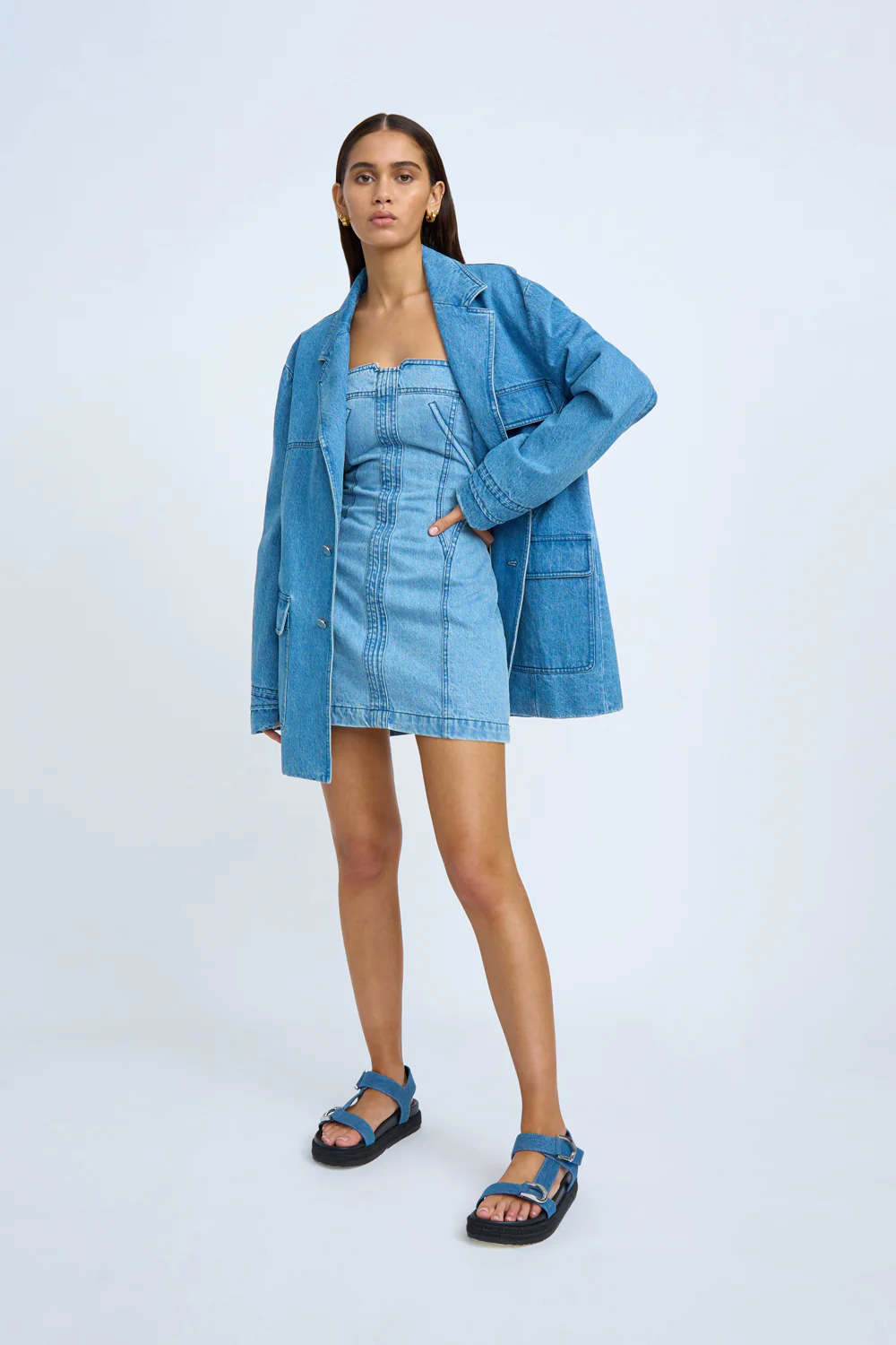 Vivienne Denim Mini Dress | Final Sale - Blue Wash - Image 6