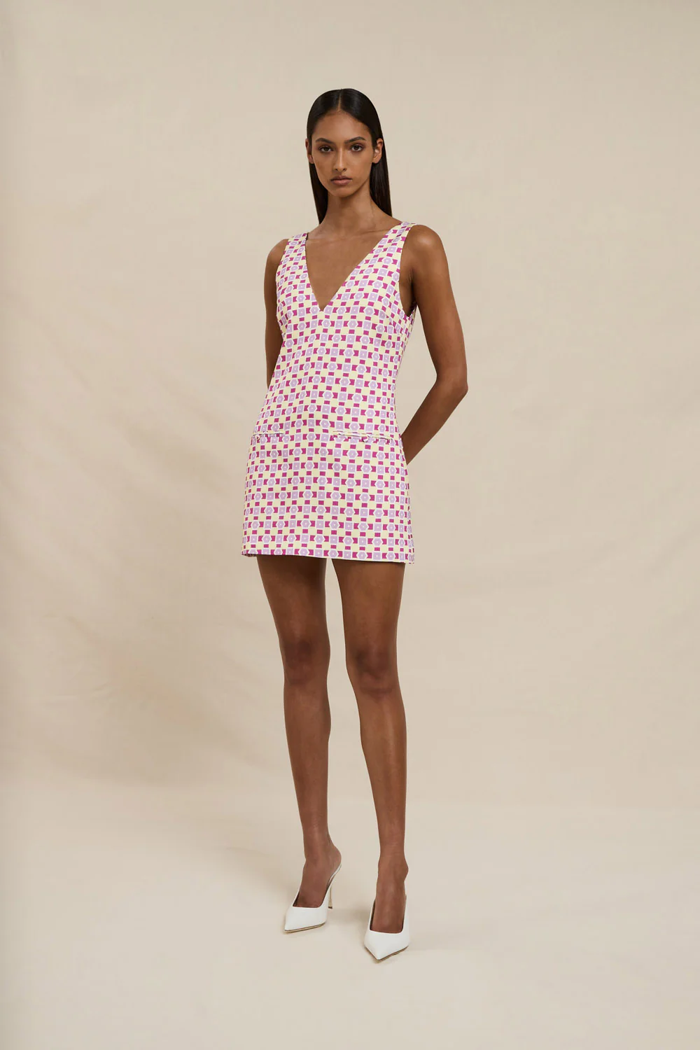 Zinnia Geo Shift Mini Dress - Lilac Yellow Berry - Image 11