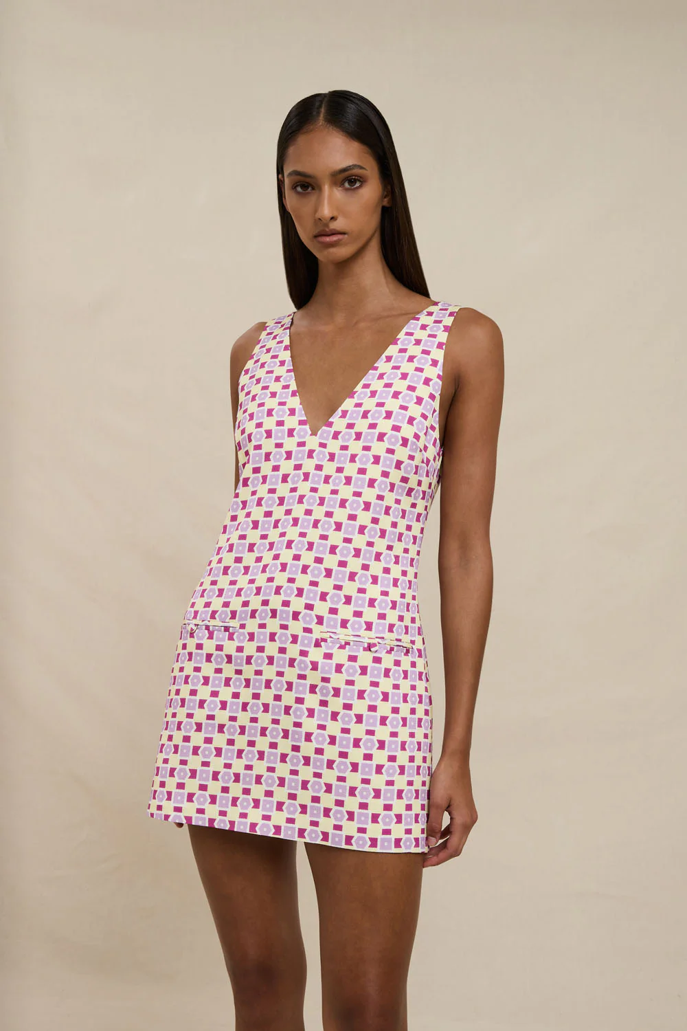 Zinnia Geo Shift Mini Dress - Lilac Yellow Berry - Image 13